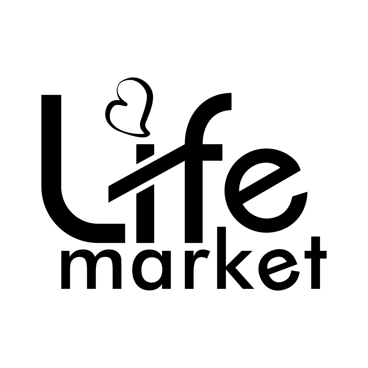 logo life market srdce cerne bile pozadi